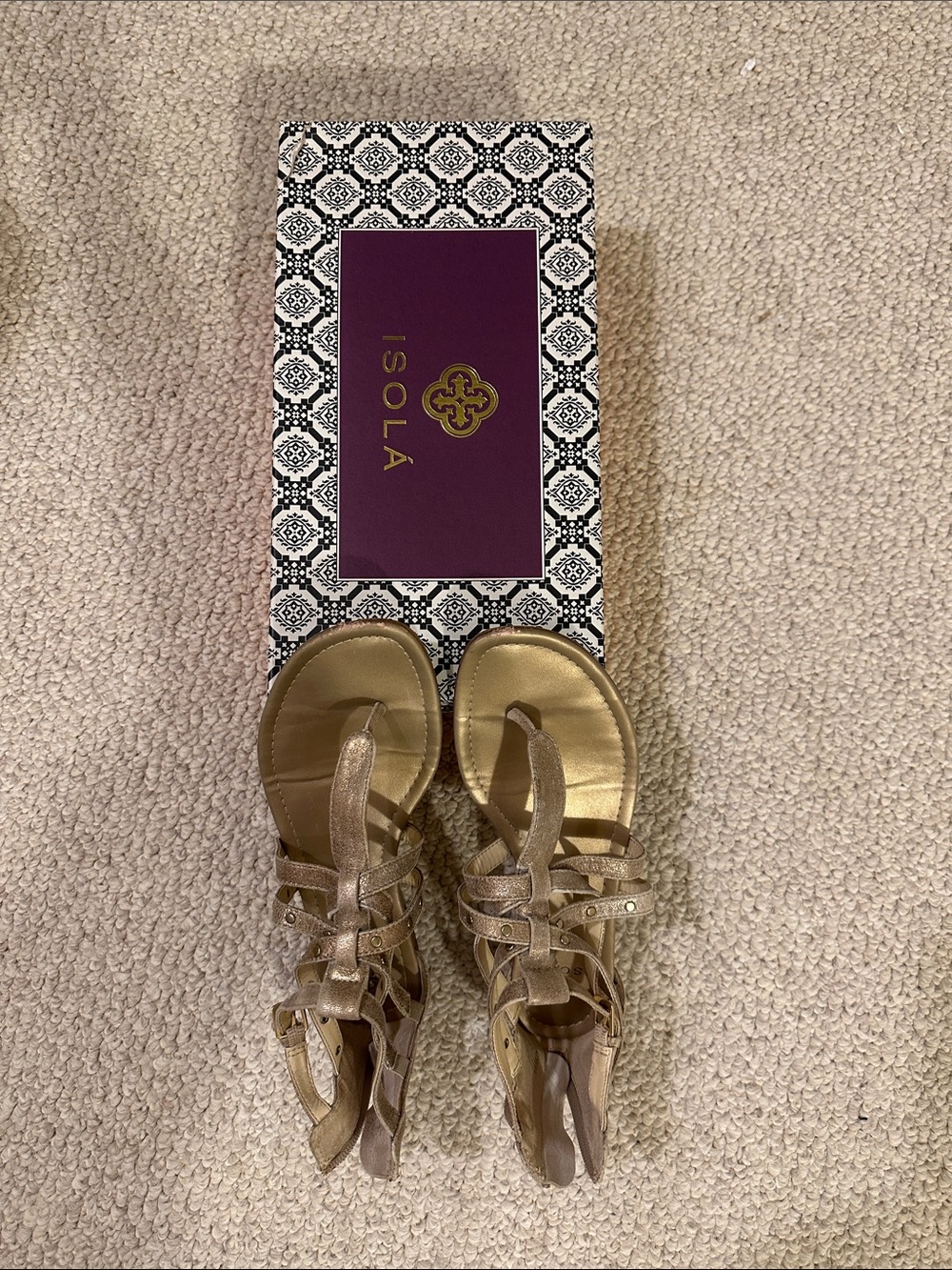 Isola Gold Strappy Gladiator Sandals